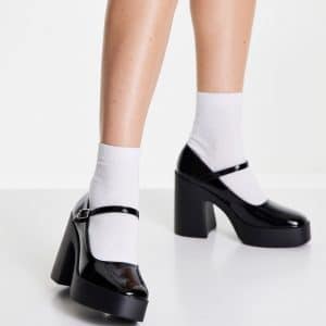 ASOS DESIGN - Penny - Mary Jane-sko med plateau-hæl i sort